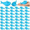 25 Pcs Rubber Sharks for Kids, Blue Shark Bath Toys Cute Floating Squeaky Mini Rubber Sharks for Shower, Classroom Carnival Prizes, Cake Decoration