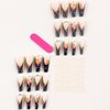 Press on Nails Long Coffin French Tips Glossy Artificial Fake Nails with Butterfly Designs Ballerina Long Square Acrylic False Nails Glue on Nails Full Cover Stick on Nails Fingernails for Women
