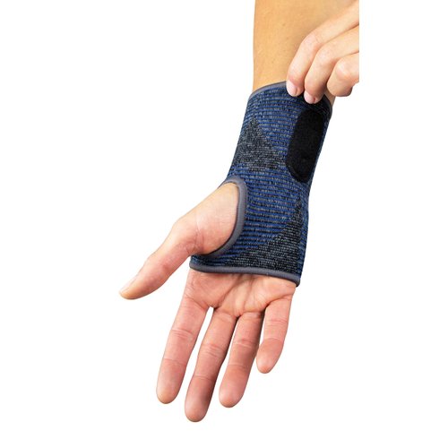 MUELLER Sports Medicine Reversible 3-in-1 Wrist Brace with Splint, For Men and Women, Black/Blue, One Size