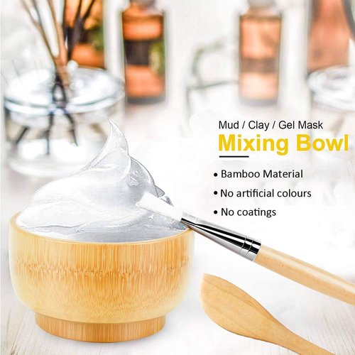 Face Mask Bowl with Face Mask Brush Applicator,Facial Mask Bowl and Brush Kit,Bowl,Spatula,Brush,Spoon,Facial Sponge, Silicone Brush,Measuring Cup (yellow-blue)