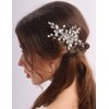 BERYUAN Pearls Rhinestone Hair Comb Women Girls Rhinestone Crystal Flowers Hair Comb Silver Teardrop Rhinestone Pearls Headpiece Wedding Headpiece for Women