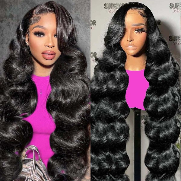 Turuwu 13x6 Body Wave Lace Front Wigs Human Hair 180% Density HD Transparent Lace Front Wigs with Baby Hair Glueless Wigs for Black Women Natural Color 26 inch