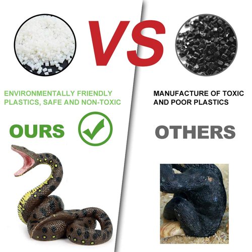 Realistic Wild Life Jungle Animal Action Figures Model Playset Fake Snake Model Party Favors Supplies Cake Toppers Set Toys for Boys Girls Kid (4 PCS)