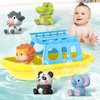Oriate Bath Toys Set for 1+ Year Old, 5PCS Mold Free Silicone Animal Finger Puppets with BPA Free Boat, Montessori Sensory Learning Water Pool Bathtub Beach Toy, Summer Party Favors for Kids Toddlers