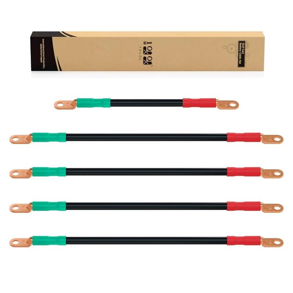 10L0L Golf Cart Battery Cables for Yamaha G22 Golf Cart 48 Volt, Battery Cable Wiring Kit with 4 Gauge 5 PC Golf Cart Battery Cable Set, Ultra-Long Pure Copper Wire Lugs