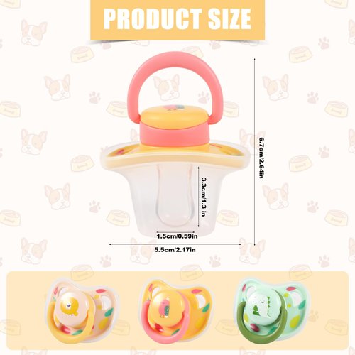 PEUTIER 3pcs Dog Pacifiers, Silicone Puppy Kitten Calming Pacifier Cute Dog Pacifier Chew Toy Pacifier Dog Toy for Small Dogs Cats (3 Colors)