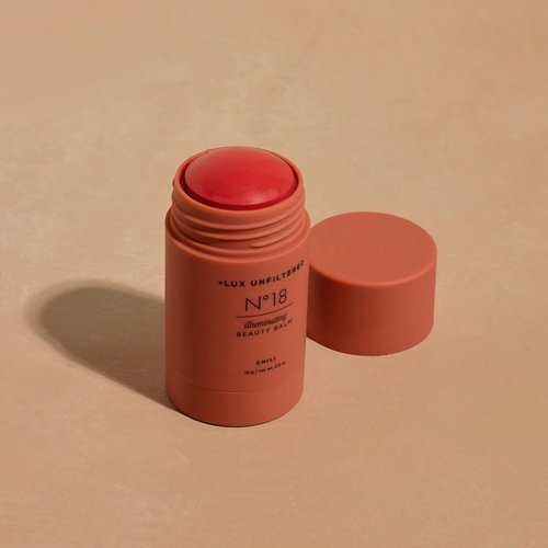 + Lux Unfiltered N°18 Illuminating Beauty Balm in Chili (Spicy Red), Non Toxic, Cruelty-Free, Vegan Shimmer Blush Face Stick