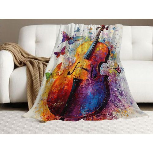 Guitar Blanket Colorful Guitar Fleece Throw Blanket Super Soft Warm Cozy Fuzzy Plush Music Blanket Gifts for Girls Boys Kids Room Decor 40"X50"