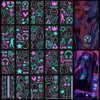 Konsait 20 Sheets Blacklight Tattoos for Kids Adults, Music Notes Body Face Glow Party Tattoos Waterproof Neon Temporary Tattoos for Boys Girls Women Birthday Gifts Glow Party Supplies