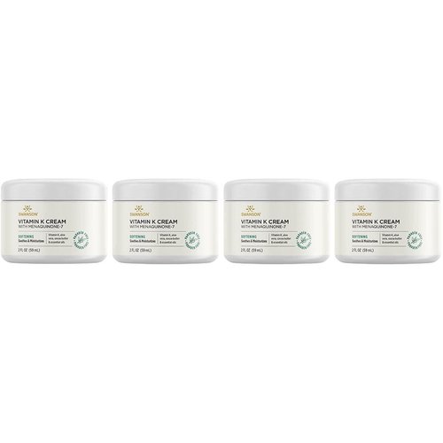 Swanson Vitamin K Cream with Menaquinone-7 - Eye Cream to Help Minimize The Appearance of Dark Circles Under The Eyes - Topical Cream to Help Nourish and Brighten The Skin - (2 Fl Oz) 4 Pack