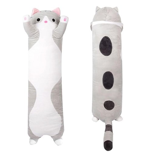 KOJAGARRI Long Cat Plush soften Body Pillow, Lovely Plush Cat Cute Kitten Long Throw Sleeping Pillow Doll Toy Gift for Kids Girlfriend Multiple Size, 19.6 inch, Gray, VSNBU363C1OHK471640IWUQ42