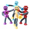 Bendable Robot Figures Set of 4, Flexible Suction Cup Men, Fidget Pop Tubes Sensory Toys for Girls and Boys