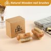 Wooden Finger Nail Brush to Clean Nails, Nail Scrubber for Men Kids Women, Fingernail Brushes for Cleaning Toenails Hand Foot Nail, Natural Boar & Sisal Bristle Two-sided Non-slip Manicure Pedicure