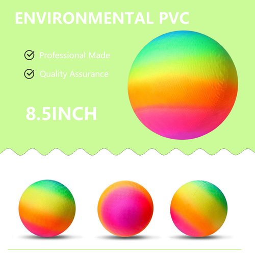 YNHFIFI Playground Ball, 8.5 Inch Rainbow Kickball for Kids Adults Indoor & Outdoor Dodgeball Handball Four Square Ball Schoolyard Game