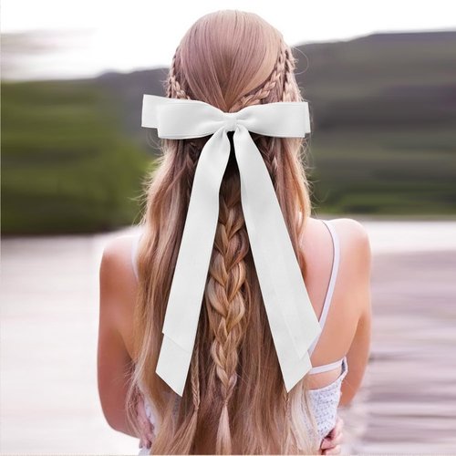 Eggdax Hair Bows for Women, Hair Ribbon Hair Bow Clips Hair Ribbons With Long Tassel Tail, Bowknot Hair Clips for Women Girls, Hair Barrettes with Bow Accessories