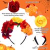 Amabro Halloween Headbands, Floral Day of the Dead Headband Mexican Flower Rose Crown Headpiece Halloween Cosplay Party Headdress Costume Hair Wreath Decorations for Women Men