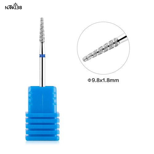 NMKL38 Tornado Flame Diamond Nail Drill Bit 3/32" Manicure Cutters Rotary Burr Drill Accessories Spiral Nail Mills Tool (C-M)