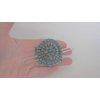 Generic Turquoise blue and silver metal tribal hair slide clip barrette