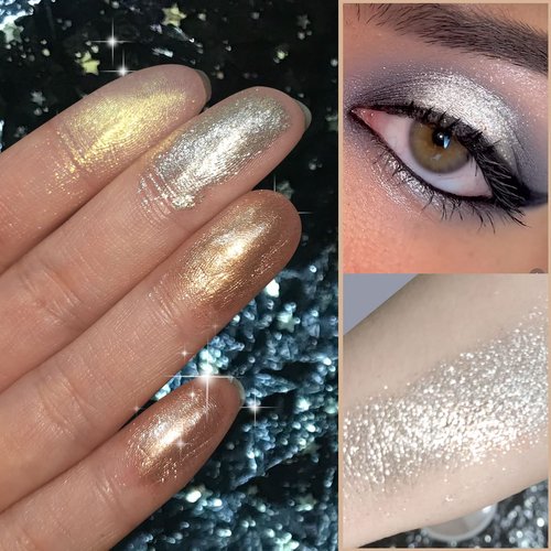 oygcee Glitter Shimmer Metallic Eyeshadow Palette 4 Color,Diamond Pearl Shiny Bling Korean Makeup for Eye/Face/Highlighter, High Pigmented Smooth White Shimmery Powder, Glow Illuminator