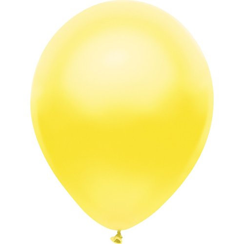 PartyMate 76493 Made in the USA Metallic 12-Inch Latex Balloons, 72-Count, Silk Yellow