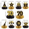 Gexolenu 10 Pcs 70th Birthday Honeycomb Centerpieces Gold Black Cheers to 70 Years Birthday Centerpieces Tables Toppers for 70th Birthday Decorations 70 Fabulous Birthday Party Decorations Supply