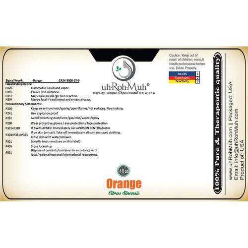 Sweet Orange Essential Oil || Pure & Natural || Citrus sinensis || USA - 4 fl oz