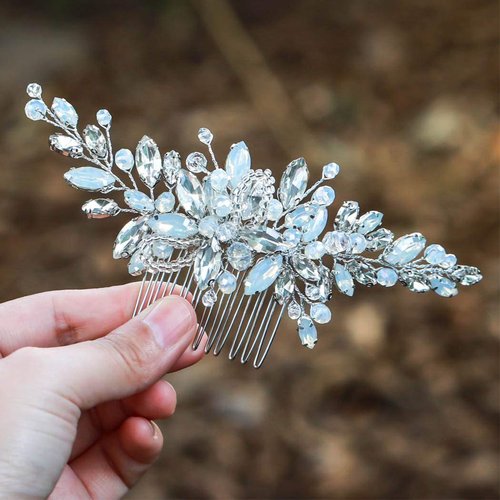 Gorais Bride Wedding Hair Comb Silver Crystal Bridal Hair Pieces Rhinestone Hair Clip Hair Accessories for Women and Girls