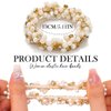 Fashey Pearl Hair Ties Beige Elastic Ponytail Holder 3 Pcs Rhinestone Hair Scrunchies Beaded Set Hairband Stretchy Hair Accessories for Women (type B)