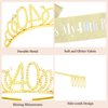 CURASA Birthday Sash and Crown for Women 40th Birthday Sash Gold Birthday Crown Adult Women Rhinestone Birthday Tiara Gold Its My 40th Birthday Sash Birthday Decoration for Party Gifts