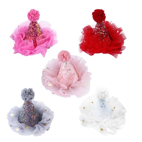 Uonlytech 5pcs Merry Christmas Hair Clips Girls Christmas Birthday Sequins Mini Santa Hat Hair Clip Barrettes Hairpin for Xmas Holiday Party