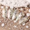 Summer Nail Art Stickers 5D Embossed Ocean Nail Decals Starfish Shell Nail Art Design Hollow Summer Engraving Self Adhesive Acrylic Nail Supplies for Women Girls Manicure Nail DIY Decoration 2 Sheets