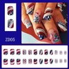 Independence Day Press on Nails Short Square 24Pcs Glossy Full Cover Acrylic Rhinestone False Nails with Patriotic Designs Glue on Fingernails USA Flag Artificial July 4th Fake Nails for Women Girls