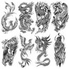 Oottati 8 Sheets Waterproof Arm Temporary Tattoo Stickers Black Flying Dragon Phoenix