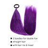 NOTICEME Violet Purple Ponytail Extension with Hair Tie, Crazy Hair Day Accessaries Colored Hair Extensinos for Kids, Festival Rave Hair Extensions, Kids Ponytail Extension 2 Packs 18 Inch