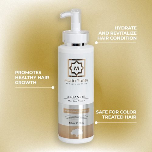 MARIA YANEZ Clear Hydrating Shampoo, Infused with Argan Oil, rich in Vitamin E and Hair Strengthening Keratin, Helps Restore Hair’s Health and Shine, Safe for Color Treated Hair, 400 ml