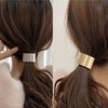 2PCS Metal Cuff Ponytail Holder Elastic Hair Band Rope Women Girls Hair Ties Hair Accessories Hair Rope Golden and Silver