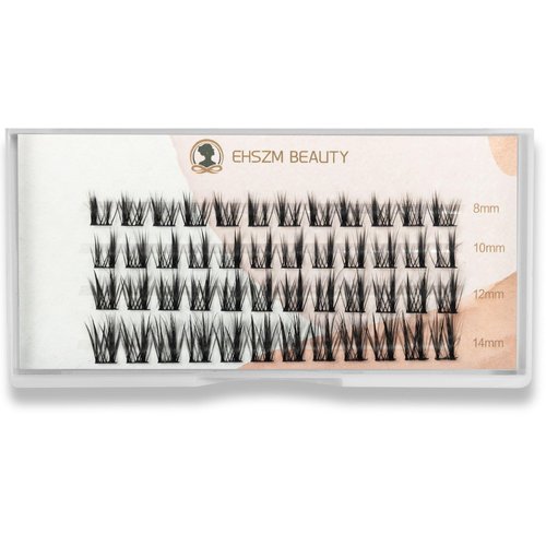 Wispy Eyelash Clusters,8-14mm C Curl, Ultra Soft & Feathery Natural-Looking Individual fluffy Lash Extensions, Lightweight lashes & Easy to Apply with Spike Effect from Premium [EHSZM Beauty]