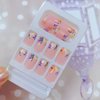 24 Pcs Square Press on Nails Short, Small Purple Flowers Glue on Nails, Acrylic French Tips Fake Nails with Little Daisies Floral Designs, Artificial Stick on False Nails for Women Girls Nail Decorations