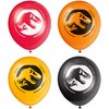 Unique Jurassic World 3 Round Latex Balloons - 12", (8 count) - Red, Yellow, Black, Orange Ballons, Easy Inflation – Great Dino-mite Party Decor for Kids' Birthday
