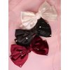 OJERRY Oversized Black Silk Star Detail Hair Ribbon Bow for Women, Bow Hair Metal French Barrette Clip, Old Money Dark Coquette Bow Aesthetic Gift Hair Accessories
