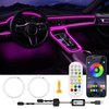 SAMGCHI USB Car LED Lights, Interior Car Lights Strip with APP and RF Remote Control, 2 in 1 Car Ambient Lighting with 157 inches Fiber Optic Music Sync Simple Installation EL Wire Lights for Car