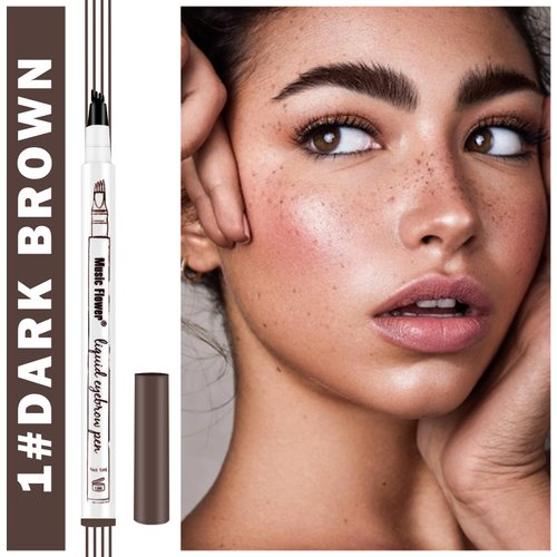 AWCCXMYM Eyebrow Pencil Brow Pencil,Waterproof Eyebrow Pencil Brow Pen with Micro-Fork Tip,Long Lasting Eyebrow Microblading for Natural Beautiful Eye Brown Makeup - Chestnut