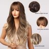Esmee Brown ombre Blonde Wigs 24" Long Synthetic Wig with High Density Natural Headline Heat Permanent Hair Wigs for Women