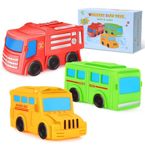 No Hole Bath Toys for Babies and Toddlers, Car Bath Toys for Infant Kids 1-3, Beach Pool Bathtub Toys for Kids, Baby Bath Toys 1-3 6 12 18 Month, Birthday Valentines Day Gifts for Kids Boys Girls