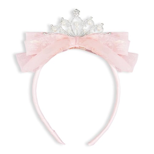 Huachi Girls Princess Tiara Crown Headbands Cute Tulle Bow Tiaras Birthday Headband for Girl Tiaras Crowns Head Band Party Fairy Costume Hair Accessories (Pink)