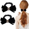 Lavifinac 2 Pcs Black Velvet Scrunchies for Women and Teen, Hair Ties with Bow Bowknot Elastics No Damage Elastic Hair Rubber Bands Hair Accessories Ponytail Holder