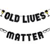 Old Lives Matter Banner 16 Feet Glitter Black Pre Strung Funny Birthday Retirement Party 40th 50h 60th 70th 80th Birthday Gifts for Man Birthday Decorations, Retirement Party Decorations (Black)