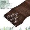 Clip in Hair Extensions Human Hair Jet Black Remy Hair Extensions Clips Silky Straight Real Hair Extensions For Women 7pcs 16clips 120g (20 Inch, 2 Dark Brown)