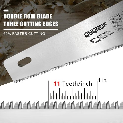 14 in. Pro Hand Saw, 11 TPI Fine-Cut Soft-Grip Hardpoint Handsaw Perfect for Sawing, Trimming, Gardening, Cutting Wood, Drywall, Plastic Pipes, Sharp Blade, Ergonomic Non-Slip Handle (green)
