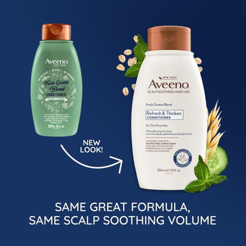 Aveeno Fresh Greens Blend Natural Volumizing Conditioner, Cucumber, Rosemary, for Fine Hair, 12 fl oz